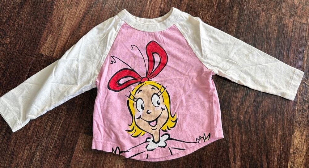 Hanna Andersson Toddler Girls Size 2T Pink Cindy Lou Who Long Sleeve Graphic Tee